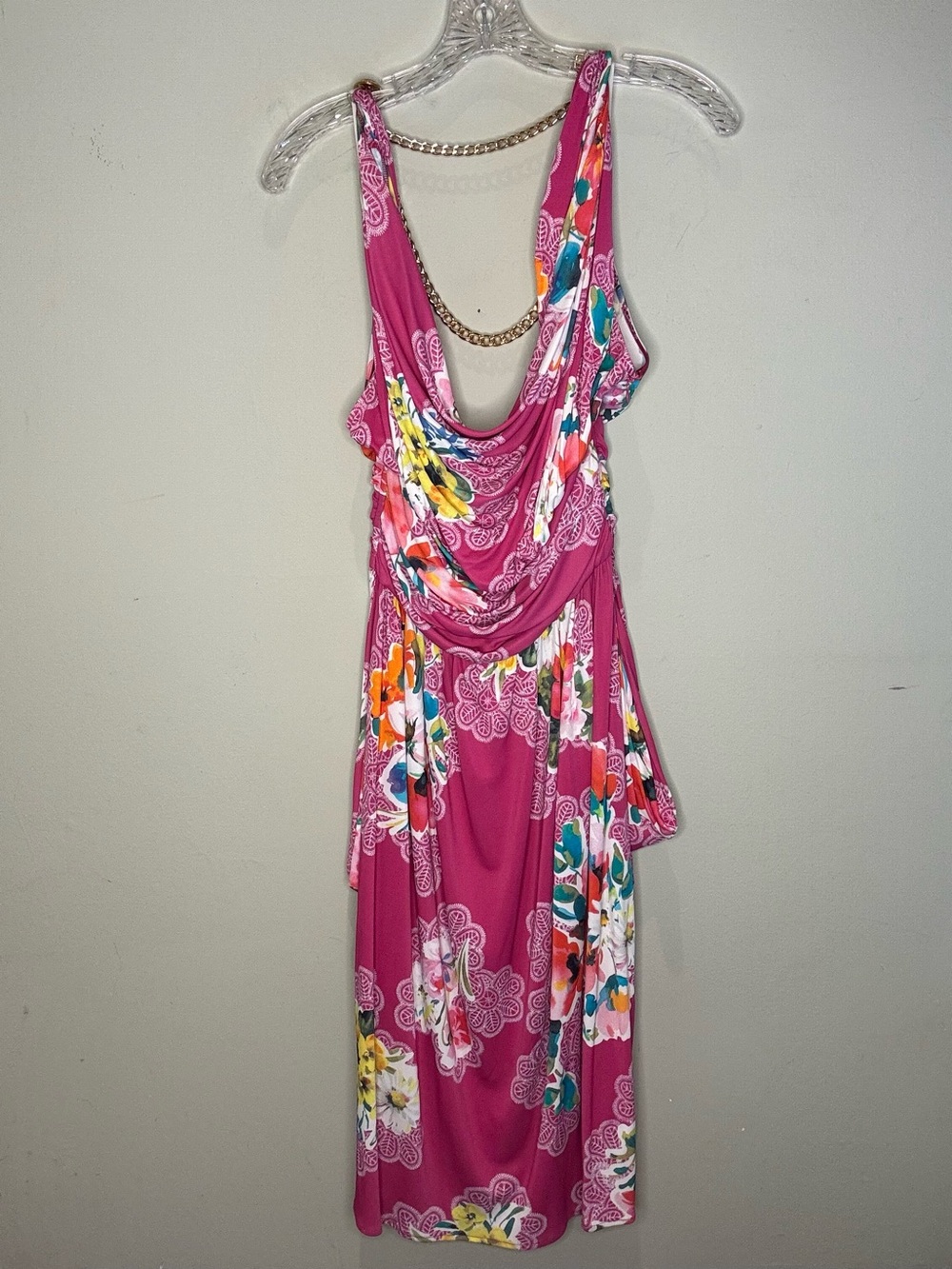 D&G silk floral dress with gold chains, size 44 (runs small)